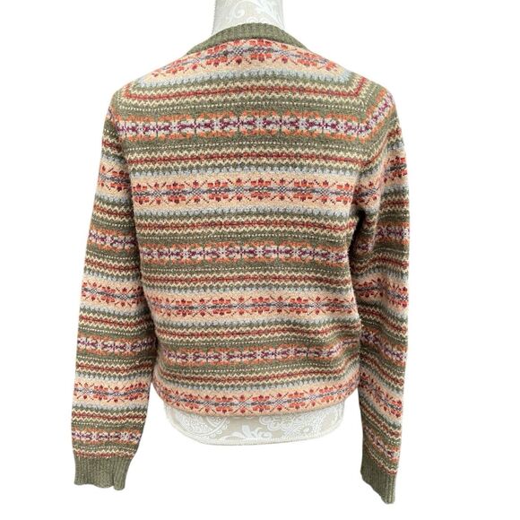 Fair Isle Multi color Merino Wool Blend Cabin Core Nordic Pullover Sweater Sz M - Picture 4 of 8